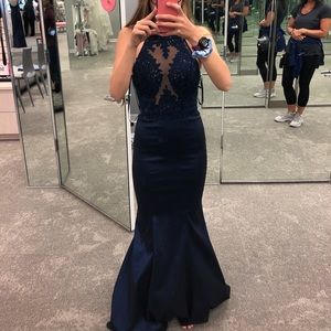 David’s Bridle Navy Blue Prom Dress
